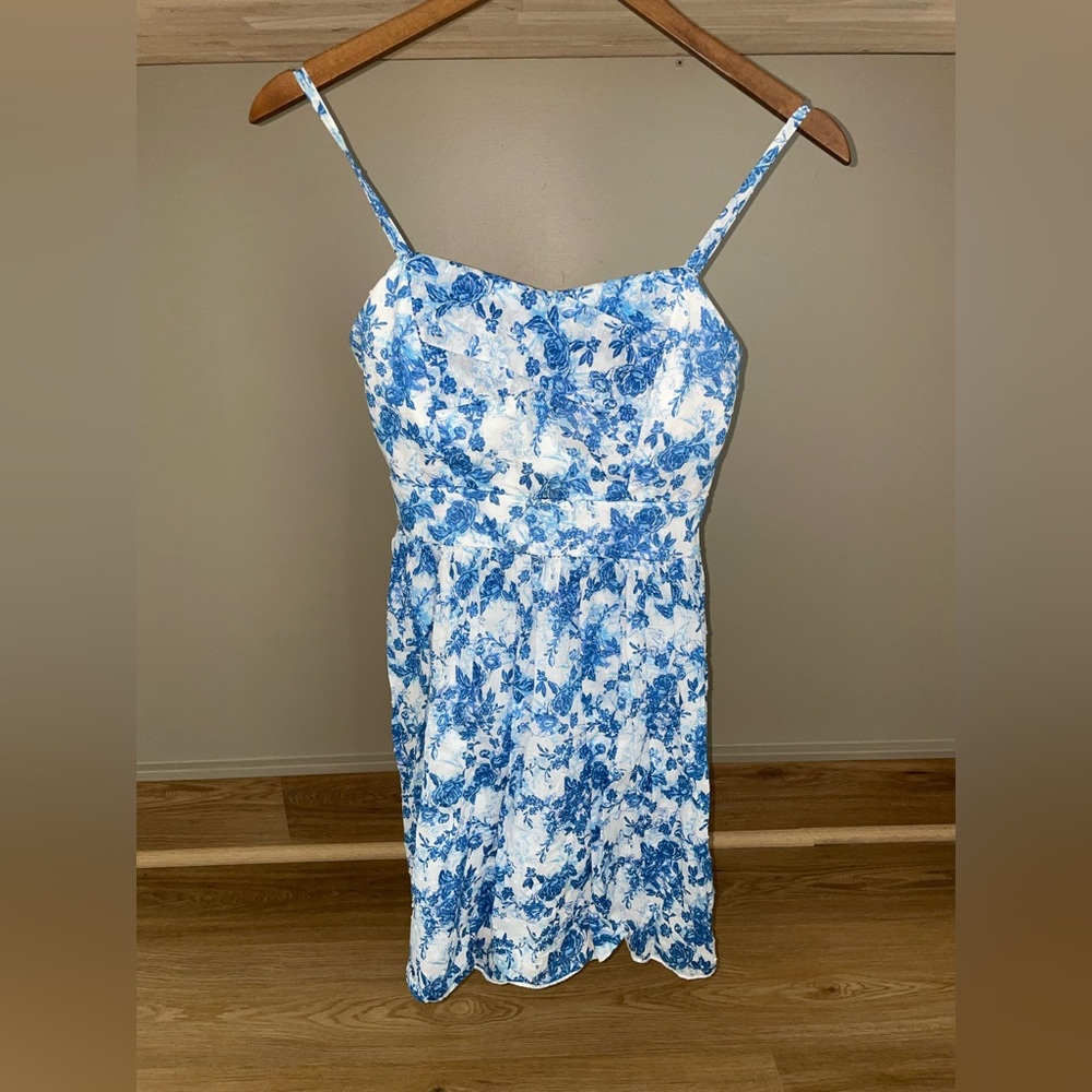 Emerald Sundae Blue & White Floral Print Dress